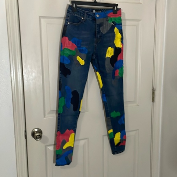 Filthy Wealth Signature Colorful Camo Denim Jeans Size 28 Streetwear - Picture 2 of 6
